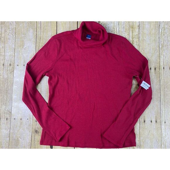 Women's Size Medium Ribbed Turtleneck Long Sleeve Christmas‎ Red New - Picture 1 of 16
